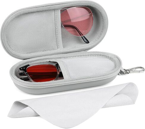 Marvolia Double Eyeglasses Case Hard Shell Dual Glasses Case with Clip & Zipper Closure Travel Sunglasses Organizer in Saudi Arabia