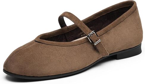 100% Genuine Leather Women's Mary Jane Ballet Flats Round Toe Comfortable Dress Casual Cute Buckle Strap Shoes with Arch Support in Saudi Arabia