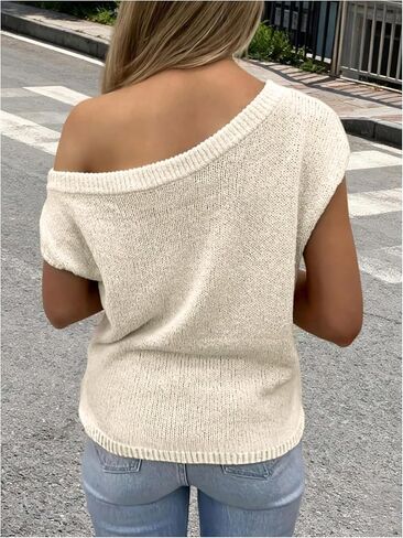 MakeMeChic Women's Off The Shoulder Tops Summer Vacation Swimsuit Coverup Knit Going Out Tops in Kuwait