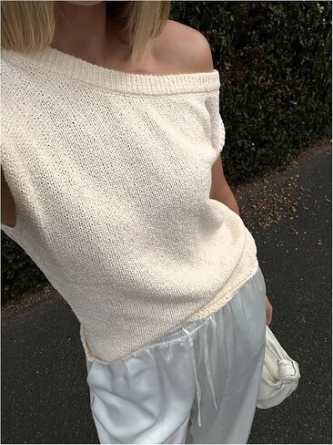 MakeMeChic Women's Off The Shoulder Tops Summer Vacation Swimsuit Coverup Knit Going Out Tops in Kuwait