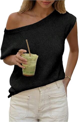 MakeMeChic Women's Off The Shoulder Tops Summer Vacation Swimsuit Coverup Knit Going Out Tops in Kuwait