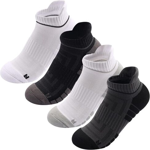 4 Pairs Soft Terry Bottom Athletic Ankle Socks, Low Cut Cushioned Running Socks with Arch Support & Ear Tab in Saudi Arabia