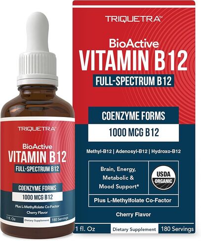 BioActive Vitamin B12 - 1000 mcg, Contains All 3 Coenzyme Forms (Methyl, Adenosyl & Hydroxy) Plus Methylfolate Cofactor | Supports Energy, Metabolism & Mood | Vegan, Non-GMO (60 Servings) in Kuwait