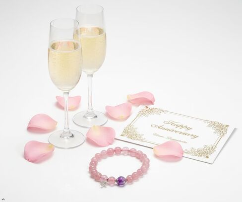 Natural Rose Quartz Bracelet with Amethyst Accent, Pink | Crystal Beaded, Stretch, Silver Charm in Saudi Arabia