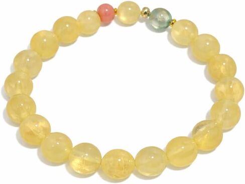 Citrine Crystal Bracelet for Men Women, Natural Yellow Crystal Beads with Black Stone, Good Luck Wealth Energy, 10mm Stretch Bracelet with Gift Box for Birthday Anniversary Christmas in Kuwait