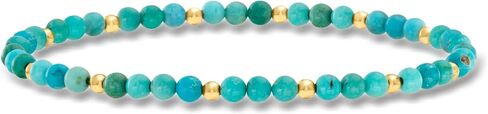 Pure Collection by Ross-Simons 4-4.5mm Turquoise Bead Stretch Bracelet With 14kt Yellow Gold in Kuwait