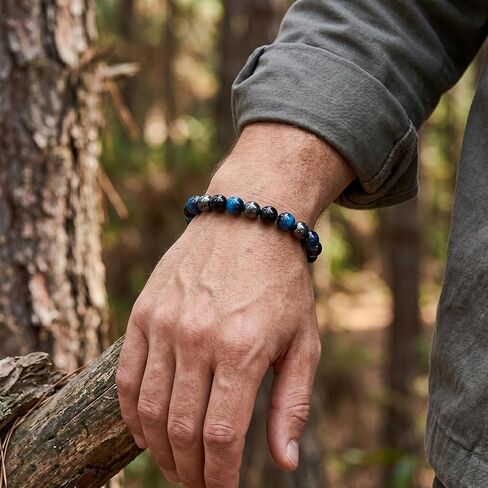 Triple Protection Bracelet 8mm Natural Hematite Black Obsidian Blue Tiger Eye Bracelet for Men Women Anxiety Stress Relief Bracelets Beaded Healing Crystal Energy Stone Jewelry Gift in Saudi Arabia