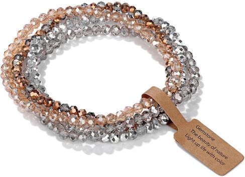 4 Pcs Colorful Boho Layered Crystal Beaded Friendship Stackable Bracelets Set for Women Jewelry in Kuwait