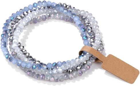 4 Pcs Colorful Boho Layered Crystal Beaded Friendship Stackable Bracelets Set for Women Jewelry in Kuwait