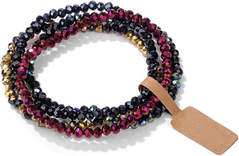 4 Pcs Colorful Boho Layered Crystal Beaded Friendship Stackable Bracelets Set for Women Jewelry in Kuwait