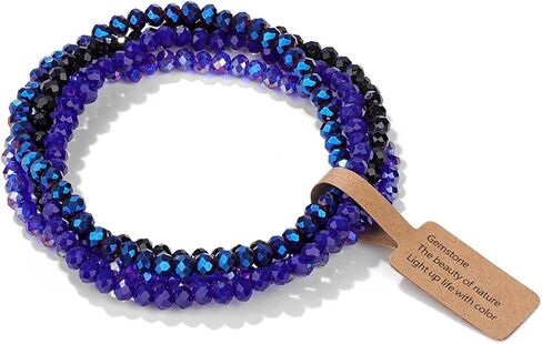 4 Pcs Colorful Boho Layered Crystal Beaded Friendship Stackable Bracelets Set for Women Jewelry in Kuwait