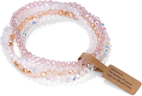4 Pcs Colorful Boho Layered Crystal Beaded Friendship Stackable Bracelets Set for Women Jewelry in Kuwait