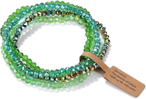 4 Pcs Colorful Boho Layered Crystal Beaded Friendship Stackable Bracelets Set for Women Jewelry in Kuwait