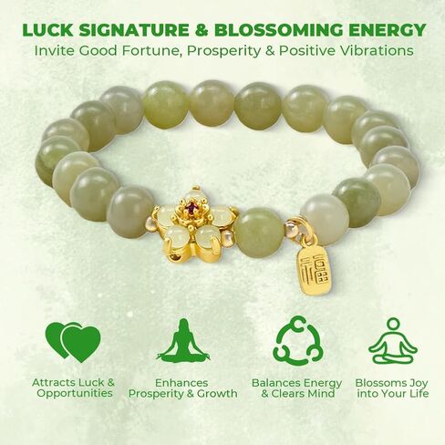 Green Jade Bracelet For Women, Natural Real Jade Flower “Fu" Character Bracelet, Jade Bead Elastic Bracelet Bring Good Luck and Fortune, Lucky Fengshui Jewelry Gift for Mother's Day, Suit for 5.5 - 6.3" in Saudi Arabia