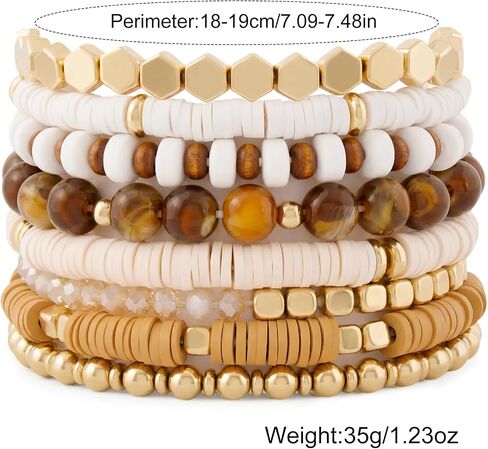 Surfer Heishi Bead Stretch Bracelets for Women Boho Friendship Clay Beads Bracelets Stackable Gold Beaded Jewelry Set in Saudi Arabia