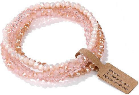 4 Pcs Colorful Boho Layered Crystal Beaded Friendship Stackable Bracelets Set for Women Jewelry in Kuwait