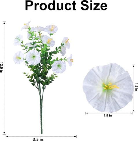 Ivydale 24 Bundles Artificial Flowers for Outdoors Summer Outside Decoration, Faux Silk Petunias White Fake Flowers Bulk Realistic UV Resistant Plants for Outdoor Planters Porch Patio Garden Yard Home in Saudi Arabia