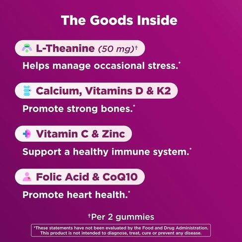 OLLY Women's 40+ Multi Gummies, 20 Key Nutrients Plus Vitamin K2, CoQ10, L-Theanine, Chewable Gummy Supplement, Peach Berry Flavored, 45 Day Supply - 120 Count in Saudi Arabia