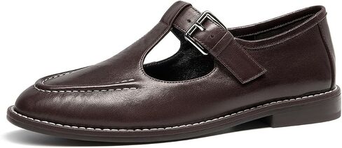 BEAU TODAY T-Strap Flats للنساء، أحذية جلدية Mary Jane أحذية نسائية مريحة مسطحة غير قابلة للانزلاق Vintage Mary Janes لمكتب العمل غير الرسمي in Kuwait