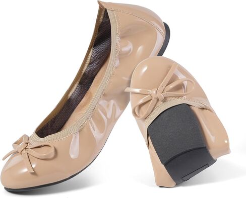 Women's Flats Foldable Ballet Flats Shoes for Women, Bowknot Round Toe Comfortable Lightweight Casual Slip On Dress Shoes in Saudi Arabia