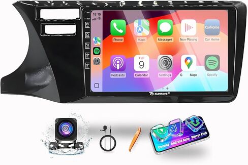 Kunfine Car CarPlay Android Auto Navigation Stereo GPS Radio Reverse Camera Display 9" IPS Touchscreen Headunit Tablet Pad Media Player for Honda City 2014-2017（LHD）, if Applicable Quad Core 2G+32G in Saudi Arabia