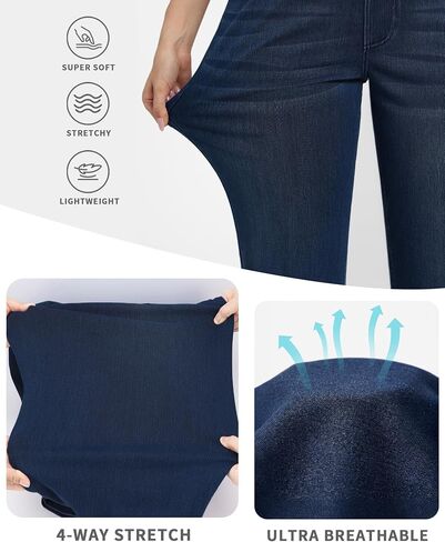 Pull on Straight Leg Jeans for Women Stretchy Sweatpant Jeans Elastic High Waist Tummy Control Trendy Denim Pants in Saudi Arabia