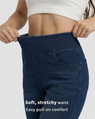 Pull on Straight Leg Jeans for Women Stretchy Sweatpant Jeans Elastic High Waist Tummy Control Trendy Denim Pants in Saudi Arabia