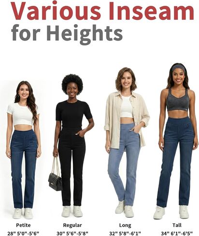 Pull on Straight Leg Jeans for Women Stretchy Sweatpant Jeans Elastic High Waist Tummy Control Trendy Denim Pants in Saudi Arabia