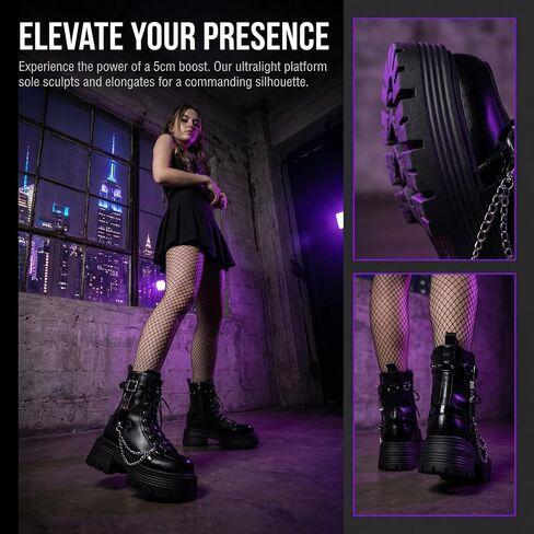Y2K Punk Ankle Boots for Women Chunky High Heel Goth Fashion Buckle Zipper Lace Up Combat Boot Motorcycle Shoes in Saudi Arabia