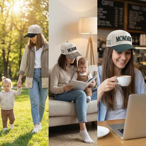 قبعة VPTMRP Mommin للنساء ذات اللونين قبعة بيسبول مرحة لحياة الأم مع تطريز ثلاثي الأبعاد in Kuwait