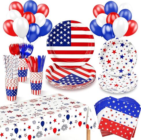 Christmas Plates Disposable Party Set, Serves 24 Red Christmas Tableware Includes 9" and 7" Plates, Napkins, Tablecloth, Cups, Straws, Knives & Forks, Balloons for Xmas Dinnerware Decorations in Kuwait