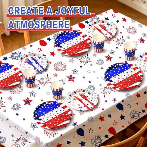 Christmas Plates Disposable Party Set, Serves 24 Red Christmas Tableware Includes 9" and 7" Plates, Napkins, Tablecloth, Cups, Straws, Knives & Forks, Balloons for Xmas Dinnerware Decorations in Kuwait