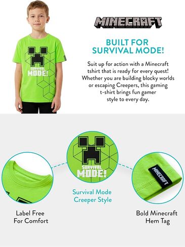 Minecraft Creeper Shirt, Gaming Kids T Shirt For Boys, Creeper Boys Tshirt in Kuwait