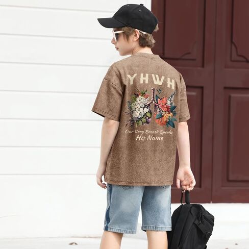 Boys Christian Graphic Tees Jesus YHWH Shirt for Kids God Faith Acid Wash Tshirt Bible Verse Religious T Shirts Tops in Saudi Arabia