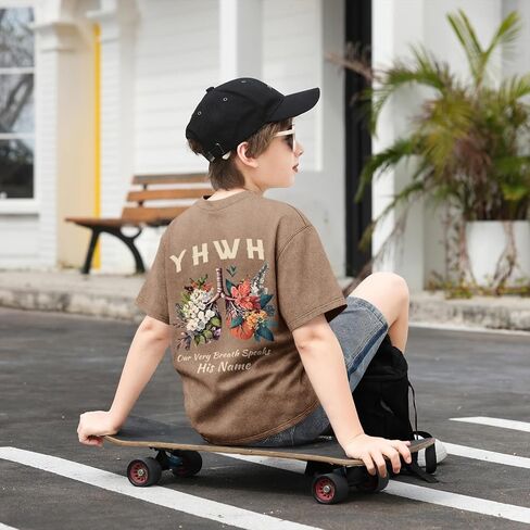 Boys Christian Graphic Tees Jesus YHWH Shirt for Kids God Faith Acid Wash Tshirt Bible Verse Religious T Shirts Tops in Saudi Arabia
