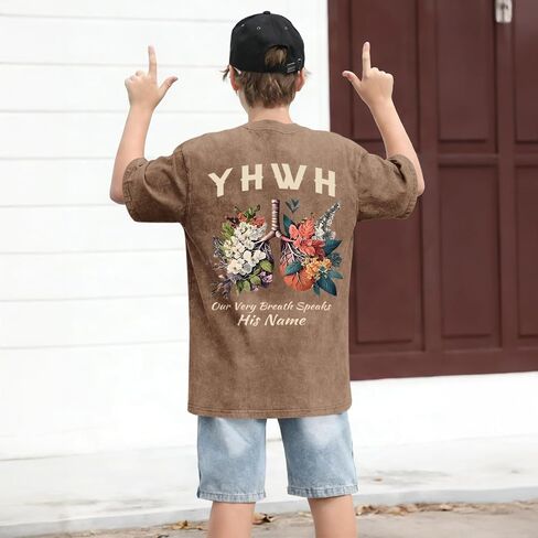 Boys Christian Graphic Tees Jesus YHWH Shirt for Kids God Faith Acid Wash Tshirt Bible Verse Religious T Shirts Tops in Saudi Arabia