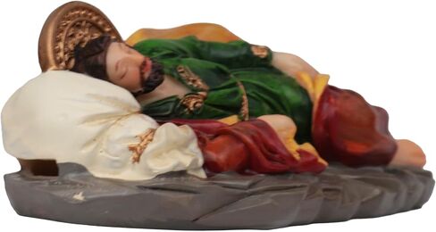 Cannan San Jose Dormido 5" x 1.5" Angel Le Habla a José en Sueños para Guiarlo Resin Catholic Home Figure Sleeping St. Joseph with a Small Hole in Pillow for Petitions in Saudi Arabia