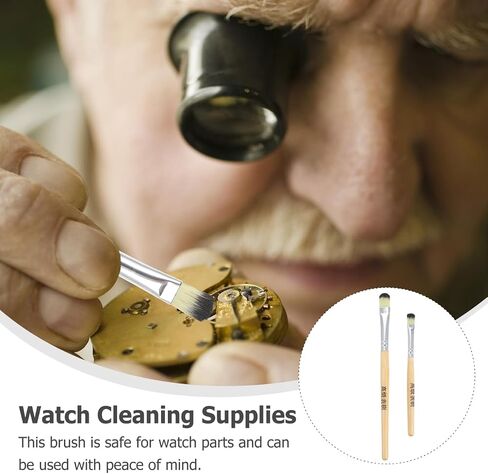 Cabilock Watch Cleaning Brush 2-Pack Small Soft Bristle Watch Repair Tool with Comfortable Wooden Handle for Precise Part Maintenance in Saudi Arabia