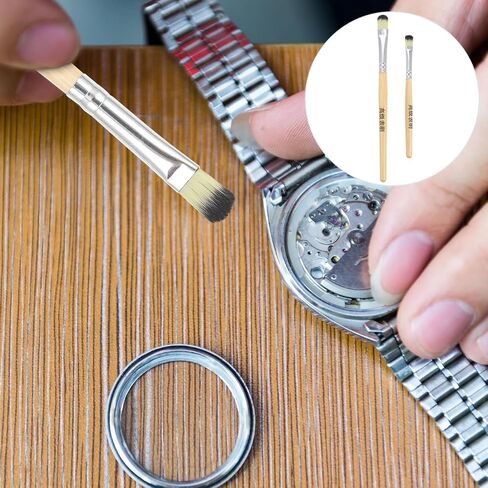 Cabilock Watch Cleaning Brush 2-Pack Small Soft Bristle Watch Repair Tool with Comfortable Wooden Handle for Precise Part Maintenance in Saudi Arabia