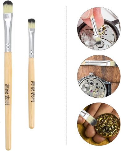 Cabilock Watch Cleaning Brush 2-Pack Small Soft Bristle Watch Repair Tool with Comfortable Wooden Handle for Precise Part Maintenance in Saudi Arabia