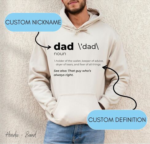 Custom Unisex Dad Definition T-Shirt and Comfort Colors – Ultra-Soft, Personalized Tee for New Dads & Dad Gifts from Kids; Funny, Trendy Shirt for Men in Saudi Arabia