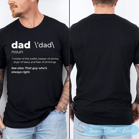 Custom Unisex Dad Definition T-Shirt and Comfort Colors – Ultra-Soft, Personalized Tee for New Dads & Dad Gifts from Kids; Funny, Trendy Shirt for Men in Saudi Arabia