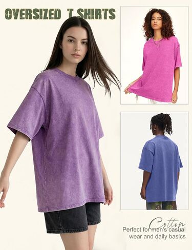 Men Oversized T-Shirts Vintage Acid Wash Shirts Cotton Baggy Top Short Sleeve Gym Tees in Saudi Arabia