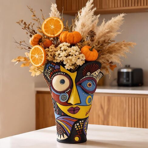 Face Vase - Flower Vase Unique, Funny Cool Abstract Art Decor Vase for Plants, Boho Flower Vase for Home Living Room Office Book Shelf in Saudi Arabia