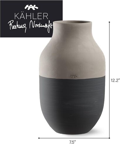 Kahler Omaggio Circulare Vase | Recycled Eco Clay | Grey and Anthracite | 12.2 Inch in Saudi Arabia