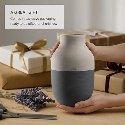 Kahler Omaggio Circulare Vase | Recycled Eco Clay | Grey and Anthracite | 12.2 Inch in Saudi Arabia