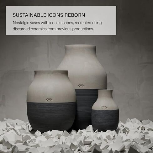 Kahler Omaggio Circulare Vase | Recycled Eco Clay | Grey and Anthracite | 12.2 Inch in Saudi Arabia