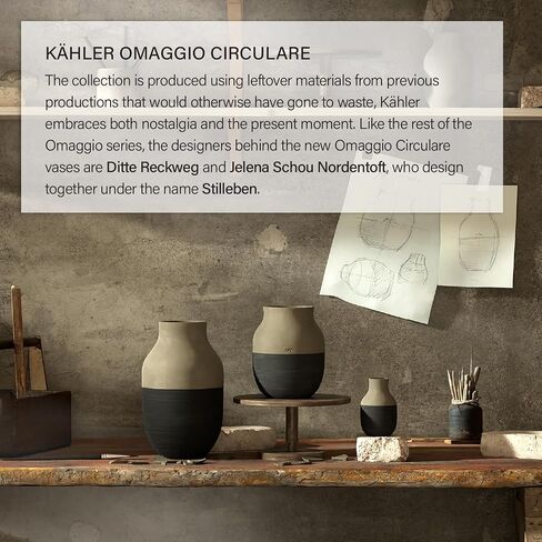 Kahler Omaggio Circulare Vase | Recycled Eco Clay | Grey and Anthracite | 12.2 Inch in Saudi Arabia