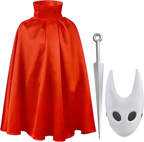 3 PCS Knight Mask with Needle Prop Sword and Red Satin Cloak, Halloween Costume Cosplay Outfit Set for Adults, Costume Accessory for Party Dress Up, Hornets Style in Saudi Arabia