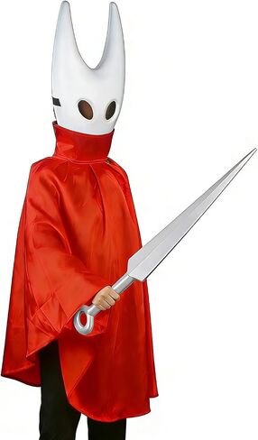 3 PCS Knight Mask with Needle Prop Sword and Red Satin Cloak, Halloween Costume Cosplay Outfit Set for Adults, Costume Accessory for Party Dress Up, Hornets Style in Saudi Arabia